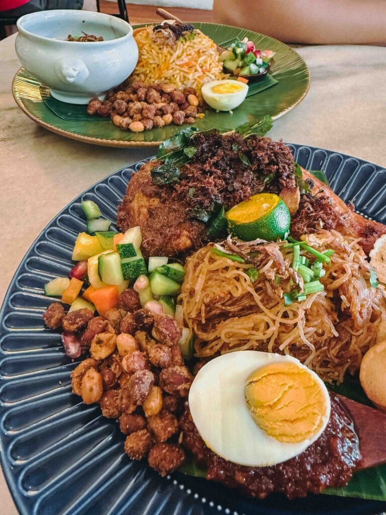 Mee Siam Signature 8 Spiced Chicken with sambal, egg and spiced peanuts at Nenek Johor Bahru