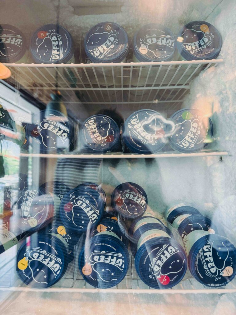 Handcrafted ice cream tubs on display at Fluffed Cafe Petaling Jaya