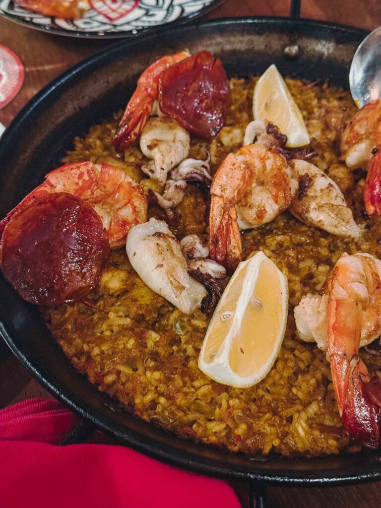 Paella de la Casa at My Little Spanish Place Singapore with prawns squid and chorizo