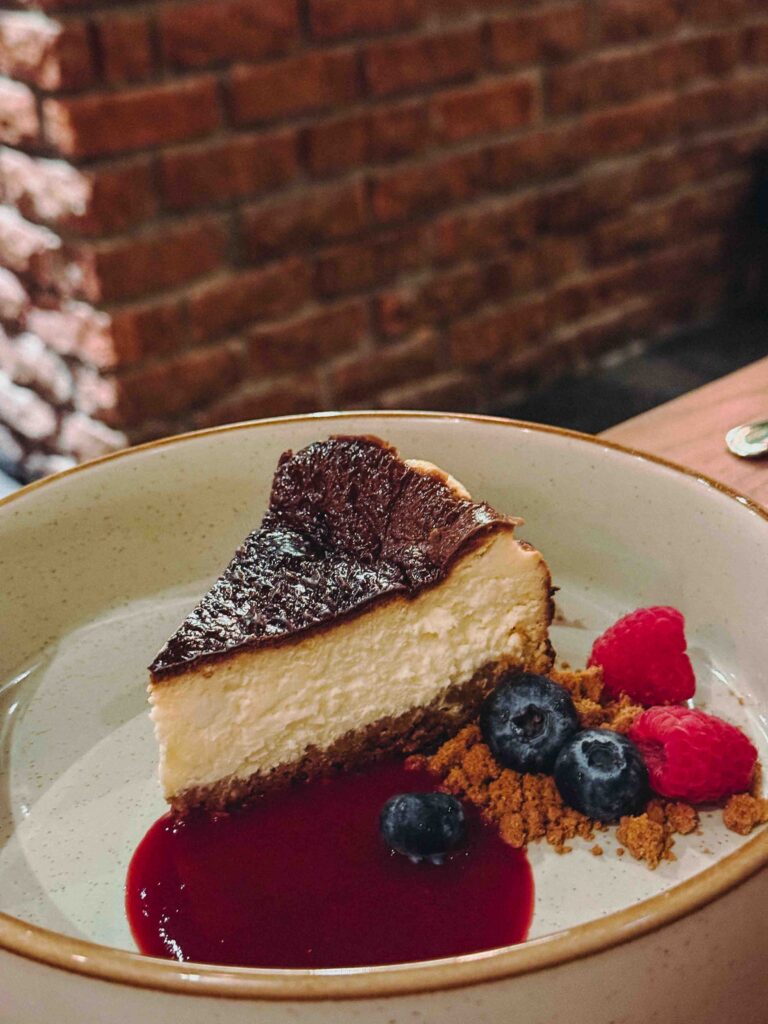 Tarta de Queso Basque burnt cheesecake with raspberry coulis at My Little Spanish Place Singapore