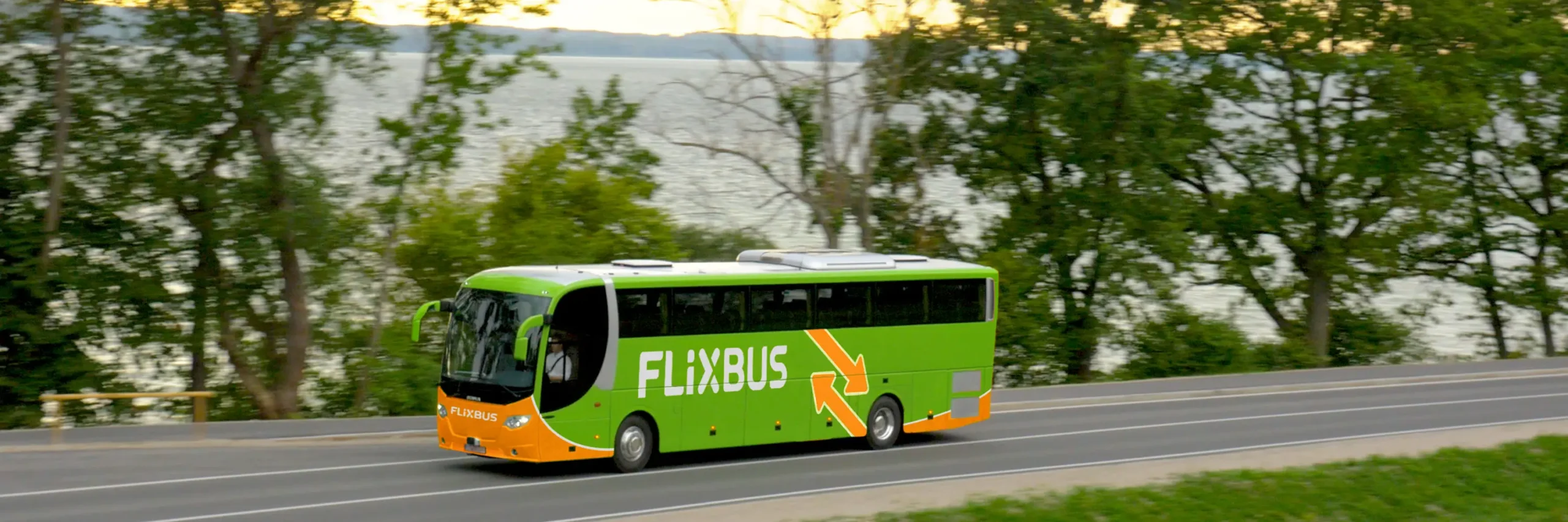 FlixBus coach at a stop in Salzburg